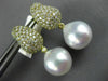 LARGE 2.58CT DIAMOND & AAA SOUTH SEA PEARL 18KT YELLOW GOLD 3D HANGING EARRINGS