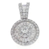 1.53CT DIAMOND 14K WHITE GOLD ROUND & BAGUETTE BALLERINA FLOWER FLOATING PENDANT