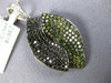 ESTATE 1.35CT BLACK & GREEN DIAMOND 18K WHITE GOLD MULTI ROW DOUBLE LEAF PENDANT