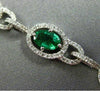 ESTATE WIDE 7.06CT DIAMOND & AAA EMERALD 14KT WHITE GOLD 3D HALO TENNIS BRACELET