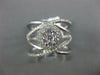 LARGE .65CT DIAMOND 18K WHITE GOLD CLUSTER CRISS CROSS FLOWER HALO INFINITY RING