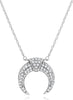 ESTATE .30CT DIAMOND 14KT WHITE GOLD 3D SEMI MOON LOVE NECKLACE