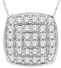 ESTATE 0.1CT DIAMOND 14KT WHITE GOLD 3D CLASSIC PAVE SQUARE FLOATING PENDANT