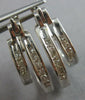 ESTATE 1.02CT DIAMOND 14KT WHITE GOLD 3D ROUND DOUBLE HOOP FUN HANGING EARRINGS