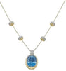 EXTRA LARGE 20.04CT DIAMOND & AAA AQUAMARINE 18K YELLOW GOLD BEZEL LOVE NECKLACE