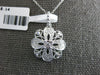 ESTATE .14CT DIAMOND 14K WHITE GOLD 3D FLOWER FILIGREE MILGRAIN FLOATING PENDANT