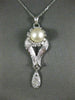 ANTIQUE .50CT OLD MINE DIAMOND AAA SOUTH SEA PEARL 14K WHITE GOLD PENDANT #21893