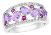 WIDE 1.34CT DIAMOND & AAA RUBY & AMETHYST 14KT WHITE GOLD 3D OVAL & ROUND RING