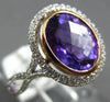 LARGE 2.75CT DIAMOND & AAA AMETHYST 14KT WHITE & ROSE GOLD 3D FILIGREE LOVE RING