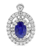 .86CT DIAMOND & AAA SAPPHIRE 18KT GOLD OVAL & ROUND DOUBLE HALO FLOWER PENDANT