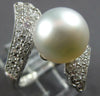 LARGE .62CT DIAMOND & AAA SOUTH SEA PEARL 18KT WHITE GOLD 3D MULTI ROW LOVE RING