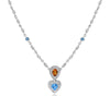 1.99CT DIAMOND & AAA BLUE TOPAZ & CITRINE 14K WHITE GOLD 3D LARIAT LOVE NECKLACE