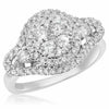 ESTATE .99CT DIAMOND 18KT WHITE GOLD 3D ROUND CLUSTER FLOWER FRIENDSHIP RING