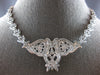 LARGE & LONG 3CT DIAMOND 14KT WHITE GOLD 3D DOUBLE HEART FILIGREE NECKLACE 28190
