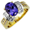 LARGE 3.50CT DIAMOND & AAA TANZANITE 14KT TWO TONE GOLD 3D OVAL ENGAGEMENT RING
