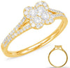 ESTATE .44CT DIAMOND 14KT YELLOW GOLD 3D FOUR LEAF CLOVER FLOWER LOVE RING