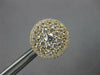 ESTATE LARGE 1.82CT DIAMOND 18K YELLOW GOLD 3D CLUSTER HALO FLOWER STUD EARRINGS
