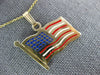 ESTATE LARGE 14KT YELLOW GOLD 3D HANDCRAFTED ENAMEL AMERICAN FLAG PENDANT #25299