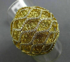 ESTATE LARGE 4.49CT DIAMOND YELLOW SAPPHIRE 18KT YELLOW GOLD MULTI WAVE FUN RING