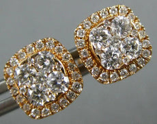 ESTATE .68CT DIAMOND 18KT WHITE GOLD CLUSTER SQUARE HALO CLASSIC STUD EARRINGS
