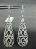 ANTIQUE 3.03C DIAMOND 18KT WHITE GOLD LONG FILIGREE DOME HANGING EARRINGS E00900