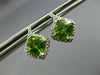 ESTATE 1.85CT DIAMOND & AAA PERIDOT 14KT WHITE GOLD 3D SQUARE HALO STUD EARRINGS