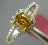 ESTATE .WIDE 89CT WHITE & FANCY YELLOW DIAMOND 18KT 2 TONE GOLD ENGAGEMENT RING