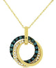 .50CT WHITE & BLUE DIAMOND 14K YELLOW GOLD 3D TRINITY LOVE KNOT FLOATING PENDANT