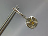 1.38CT WHITE & FANCY YELLOW DIAMOND 18K WHITE GOLD CUSHION HALO HANGING EARRINGS