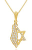 ESTATE .15CT DIAMOND 14KT YELLOW GOLD STAR OF DAVID ISRAELI MAP FLOATING PENDANT