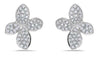 .65CT DIAMOND 18KT WHITE GOLD 3D 4 LEAF CLOVER FLOWER BUTTERFLY STUD EARRINGS