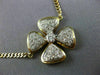 ESTATE LARGE 1.10CT DIAMOND 18K TWO TONE GOLD 3D FLOWER SHAMROCK NECKLACE 10727