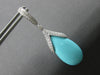 LARGE 17.31CT DIAMOND & AAA TURQUOISE 14KT WHITE GOLD TEAR DROP HANGING EARRINGS
