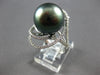 ESTATE LARGE .47CT DIAMOND & AAA TAHITIAN PEARL 18KT WHITE GOLD FLOWER LOVE RING