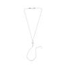 ESTATE 0.17CT DIAMOND 14KT WHITE GOLD CLASSIC DOUBLE ROW CROSS LARIAT NECKLACE