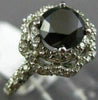 ESTATE 2.62CT WHITE & BLACK DIAMOND 14KT WHITE GOLD 3D FLOWER ENGAGEMENT RING