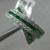 ESTATE LARGE 1.60CT DIAMOND & EMERALD 14KT WHITE GOLD 3D CRISS CROSS X LOVE RING