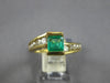 1.30CT DIAMOND & AAA EMERALD 14KT YELLOW GOLD BAGUETTE & ROUND ENGAGEMENT RING