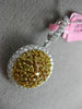 ESTATE LARGE 1.27CT WHITE & FANCY YELLOW DIAMOND 18K 2 TONE GOLD CLUSTER PENDANT