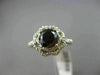 ESTATE 2.62CT WHITE & BLACK DIAMOND 14KT WHITE GOLD 3D FLOWER ENGAGEMENT RING