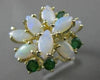 ANTIQUE LARGE 2.60CT AAA OPAL & EMERALD 14KT YELLOW GOLD CLUSTER RING #22660