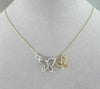 ANTIQUE 18KT WHITE & YELLOW DOUBLE BUTTERFLY DIAMOND NECKLACE