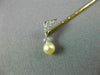ANTIQUE .07CT OLD MINE DIAMOND & AAA PEARL 14K YELLOW GOLD BIRD LAPEL PIN #26535
