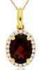 1.54CT DIAMOND & AAA GARNET 14K YELLOW GOLD OVAL & ROUND FLOWER FLOATING PENDANT