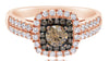 WIDE .91CT WHITE & CHOCOLATE FANCY DIAMOND 14KT ROSE GOLD SQUARE ENGAGEMENT RING