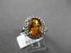 ESTATE LARGE 2.48CT DIAMOND & AAA EXTRA FACET CITRINE 14KT WHITE GOLD HALO RING