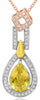 1.59CT DIAMOND & AAA CITRINE 14KT TRI COLOR GOLD PEAR SHAPE & ROUND FUN PENDANT