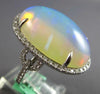 EXTRA LARGE 18.05CT DIAMOND & AAA AUSTRALIAN OPAL 14KT WHITE GOLD OVAL LOVE RING