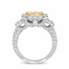 LARGE 6.48CT WHITE & FANCY YELLOW DIAMOND 18KT WHITE GOLD HALO ENGAGEMENT RING