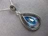 LARGE 4.45CT DIAMOND & AAA BLUE TOPAZ 14KT WHITE GOLD TEAR DROP FLOATING PENDANT